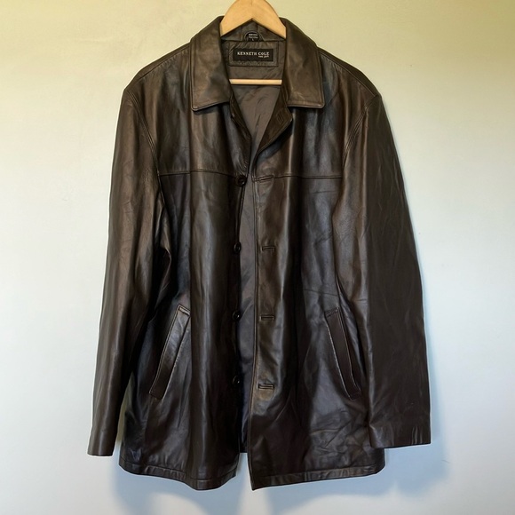 Kenneth Cole Buttery Soft Brown Leather Jacket - Picture 1 of 5